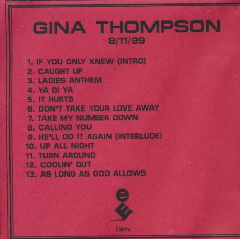 Gina Thompson: If You Only Knew 13-Track Promo w/ Front Artwork