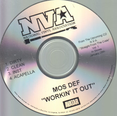 Mos Def: Workin' It Out 4-Track Promo w/ Back Artwork
