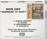 Mos Def: Workin' It Out 4-Track Promo w/ Back Artwork