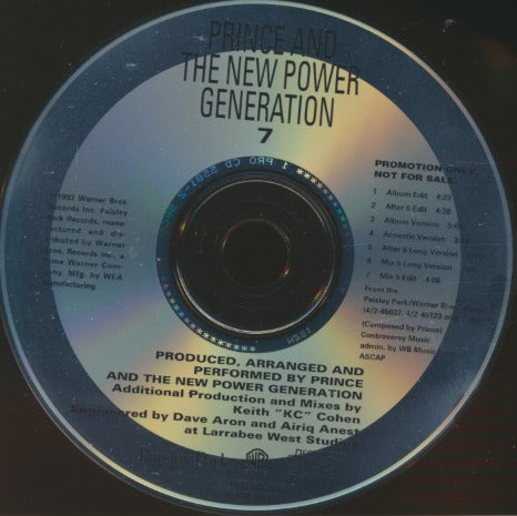 Prince And The New Power Generation: 7 7-Track Promo w/ Back Artwork
