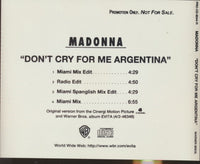 Madonna: Don't Cry For Me Argentina 4-Track Promo w/ Back Artwork