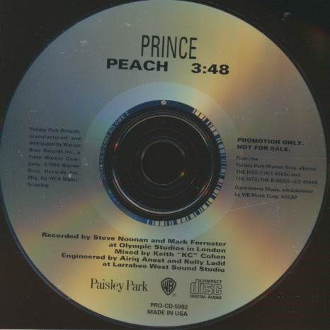 Prince: Peach 1-Track Promo w/ Back Artwork