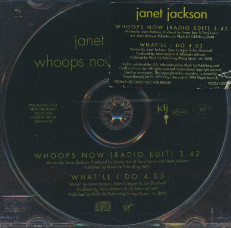 Janet Jackson: Whoops Now / What'll I Do w/ Hype Sticker & No Artwork