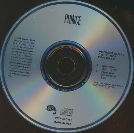 Prince: Glam Slam 2-Track Promo w/ No Artwork