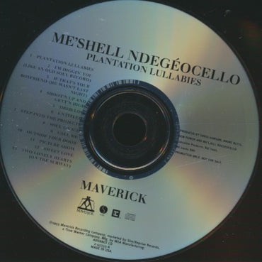 Me'Shell NdegeOcello: Plantation Lullabies Advance Promo w/ Back Artwork