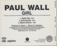 Paul Wall: Girl 3-Track Promo w/ Back Artwork