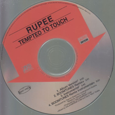 Rupee: Tempted To Touch 4-Track Promo w/ Back Artwork