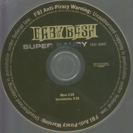 Baby Bash: Super Saucy 2-Track Promo w/ Back Artwork