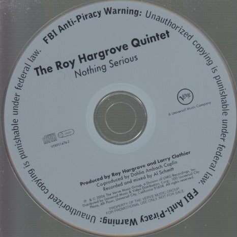 The Roy Hargrove Quintet: Nothing Serious 8-Track Promo w/ Back Artwork