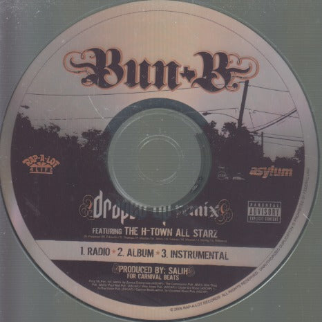 Bun B: Draped Up Remix 3-Track Promo w/ Back Artwork