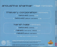 Anoushka Shankar: Rise Remixes 5-Track Promo w/ Back Artwork