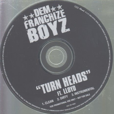 Dem Franchize Boyz: Turn Heads 3-Track Promo w/ Back Artwork