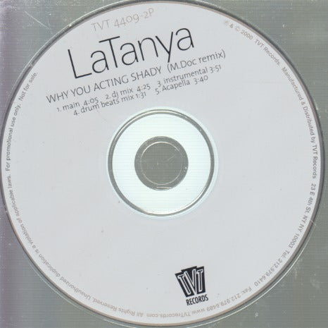 LaTanya: Why You Acting Shady: M.Doc Remix 5-Track Promo w/ Back Artwork
