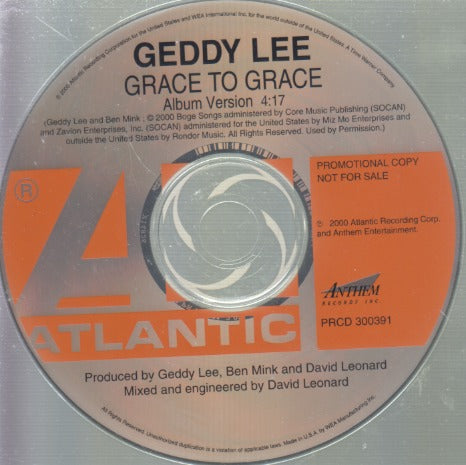 Geddy Lee: Grace To Grace 1-Track Promo w/ Back Artwork