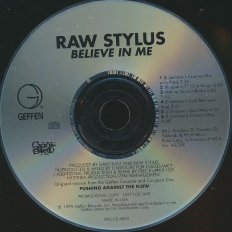 Raw Stylus: Believe In Me 6-Track Promo w/ Back Artwork