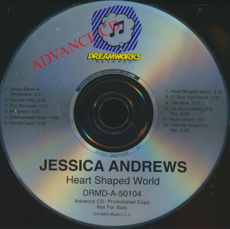Jessica Andrews: Heart Shaped World Advance Promo w/ Back Artwork
