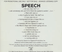 Speech: Speech Advance Promo w/ Back Artwork