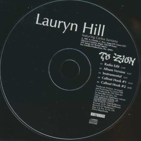 Lauryn Hill: To Zion 5-Track Promo w/ Back Artwork