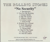The Rolling Stones: No Security Advance Promo w/ Back Artwork