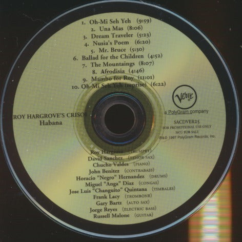 Roy Hargrove's Crisol: Habana 10-Track Promo w/ No Artwork