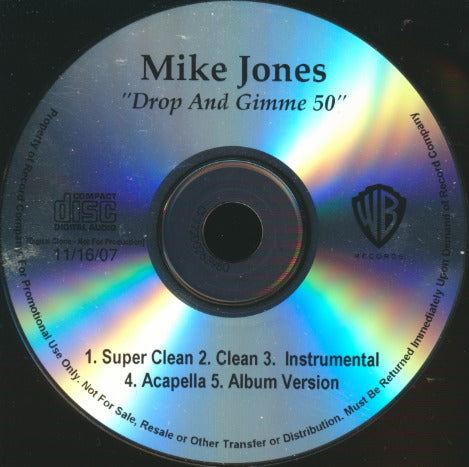 Mike Jones: Drop And Gimme 50 5-Track Promo w/ Back Artwork