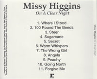 Missy Higgins: On A Clear Night 11-Track Promo w/ Back Artwork