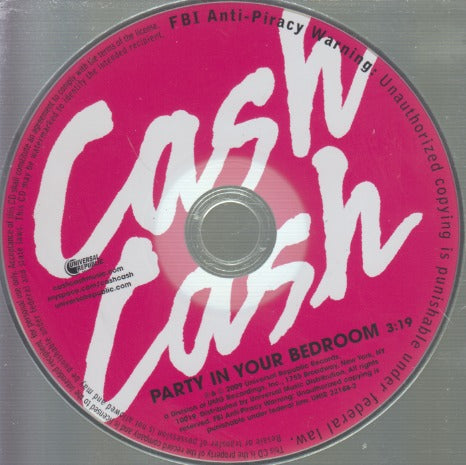 Cash Cash: Party In Your Bedroom 1-Track Promo w/ Back Artwork