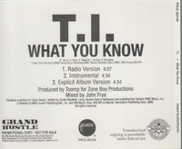T.I.: What You Know 3-Track Promo w/ Back Artwork