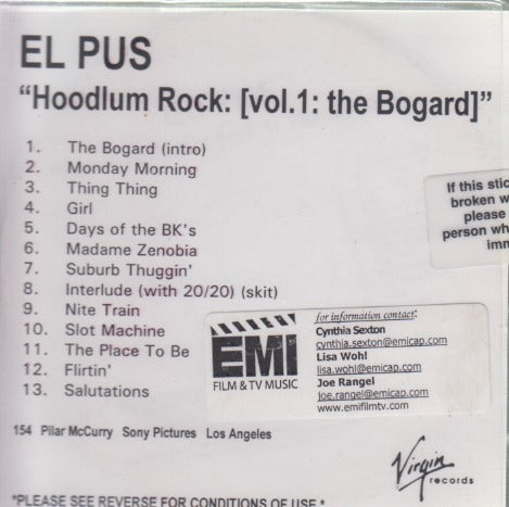 El Pus: Hoodlum Rock: The Bogard Vol. 1 13-Track Promo