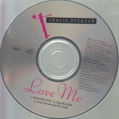 Tracie Spencer: Love Me 3-Track Promo w/ Back Artwork