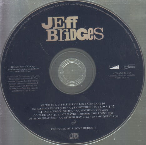 Jeff Bridges: Jeff Bridges 10-Track Advance Promo w/ Back Artwork
