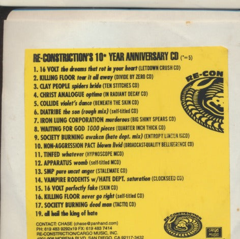 Re-Constriction's 10* Year Anniversary CD Sampler Promo