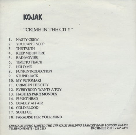 Kojak: Crime In The City Promo w/ Front Artwork