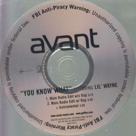 Avant: You Know What 3-Track Promo w/ Back Artwork
