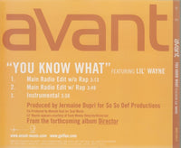 Avant: You Know What 3-Track Promo w/ Back Artwork