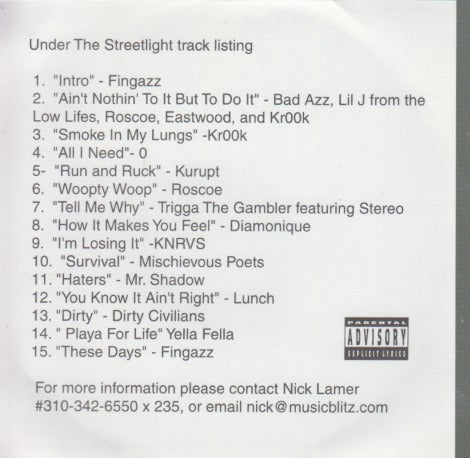 Under The Streetlight 15-Track Promo w/ Front Artwork & Letter