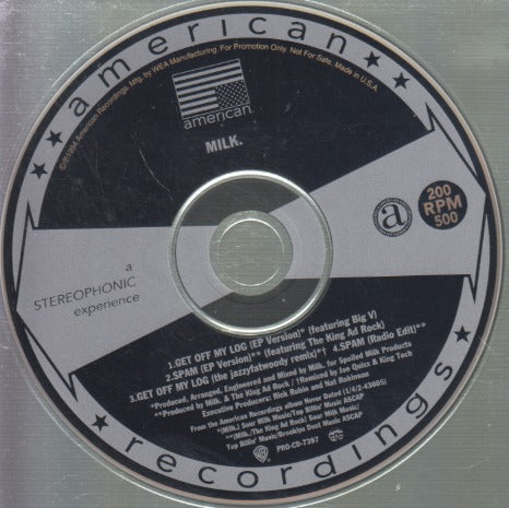 Milk.: Get Off My Log / Spam 4-Track Promo EP w/ Back Artwork