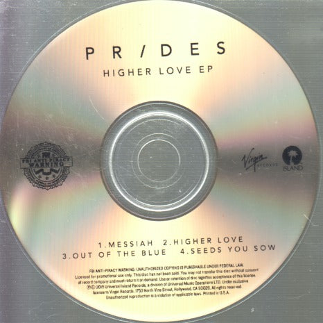 Prides: Higher Love 4-Track Promo EP w/ Back Artwork