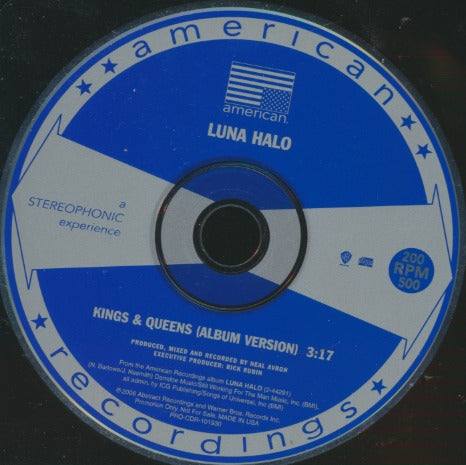 Luna Halo: Kings & Queens 1-Track Promo w/ Back Artwork