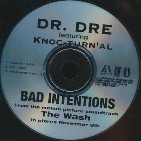 Dr. Dre: Bad Intentions Promo w/ Back Artwork