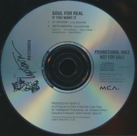 Soul For Real: If You Want It 2-Track Promo w/ Back Artwork - NeverDieMedia