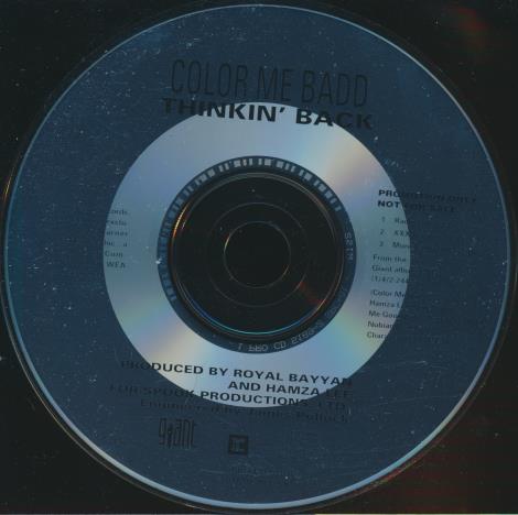 Color Me Badd: Thinkin' Back 3-Track Promo w/ Back Artwork