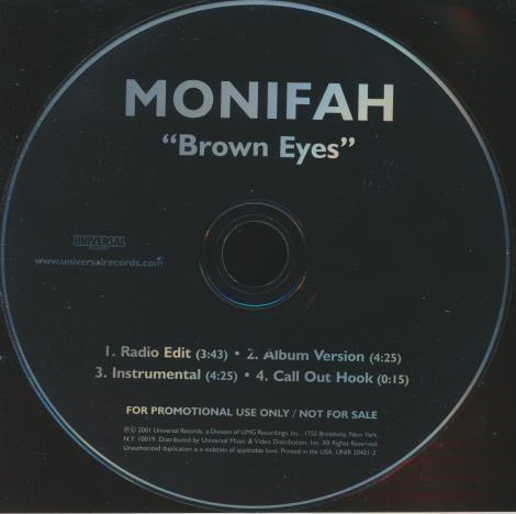 Monifah: Brown Eyes 4-Track Promo w/ Back Artwork
