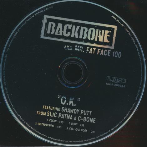 Backbone (aka Mr. Fat Face 100): O.K. 4-Track Promo w/ Back Artwork