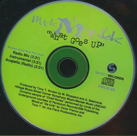 Mack Da Maniak: What Goes Up 3-Track Promo w/ Back Artwork