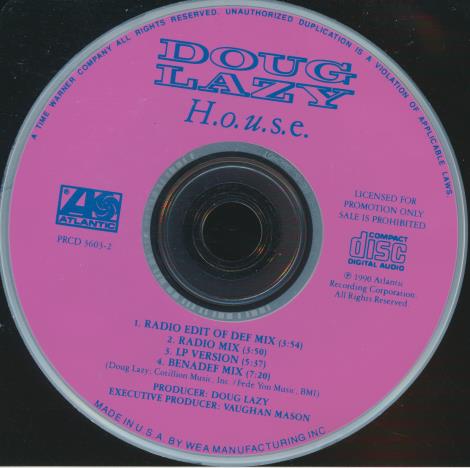 Doug Lazy: H.o.u.s.e. 4-Track Promo w/ Back Artwork