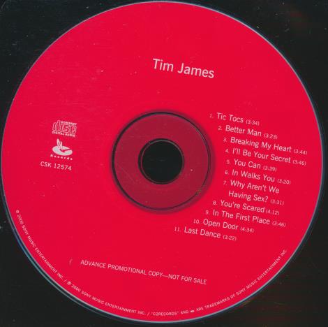 Tim James: Tim James Advance Promo w/ Back Artwork
