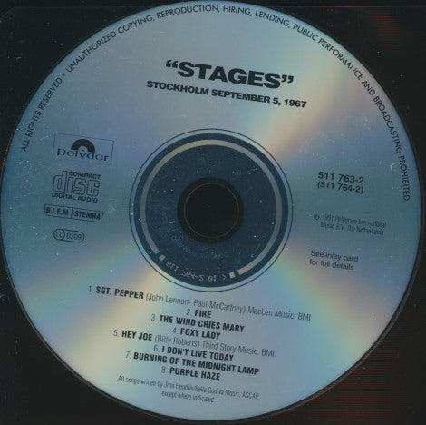 Jimi Hendrix: Stages: Stockholm 67 Vol. 1 w/ No Artwork
