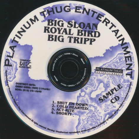 Big Sloan / Royal Bird / Big Tripp: Sample CD Promo w/ Business Card