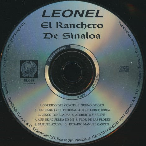 Leonel: El Ranchero De Sinaloa w/ Back Artwork